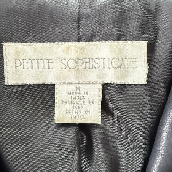 Petite Sophisticate Vintage Black Genuine Leather Jacket Zipper Front, Sz M - Picture 3 of 10